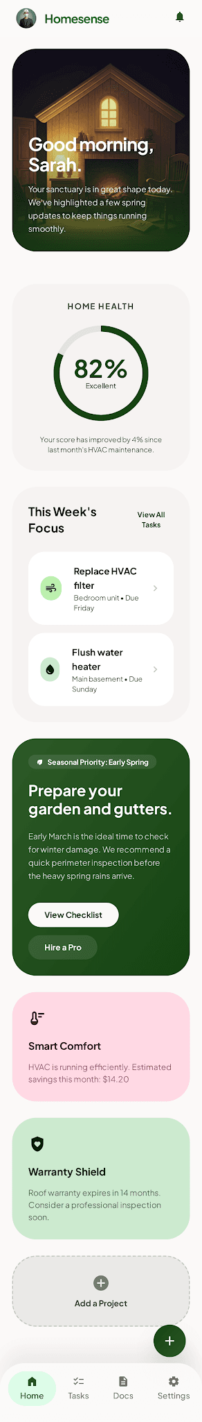 Roots app screenshot showing the task list dashboard
